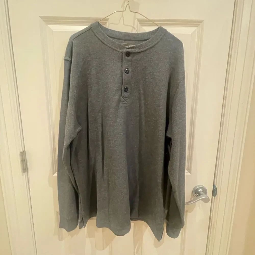 Quality Sturdy LL Bean Waffle Weave Long Sleeve Tee grey size L Reg! Traditional